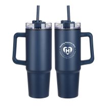 navy travel mug with straw