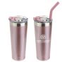 Double-Wall Stainless Tumbler w/Straw - RT800 (Min. Quantity Purchase - 13 pcs.)