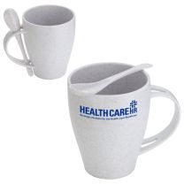 Bamboo/Polypropylene Mug with Spoon - HR106 (Min. Quantity Purchase - 50 pcs.)