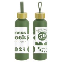 Aluminum Bottle w/Bamboo Lid - AM203 (Min. Quantity Purchase - 25 pcs.)