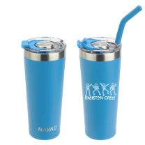 Double-Wall Stainless Tumbler w/Straw - RT800 (Min. Quantity Purchase - 13 pcs.)