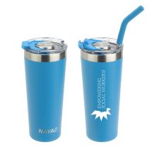 Double-Wall Stainless Tumbler w/Straw - SW200 (Min. Quantity Purchase - 25 pcs.)